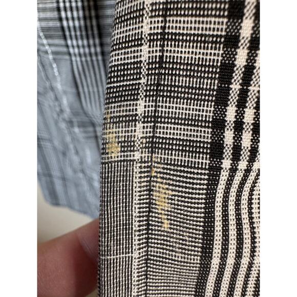 BCX Plaid Trench Coat L Black White Gray Belted Double Breasted Academia Y2K - Picture 6 of 14